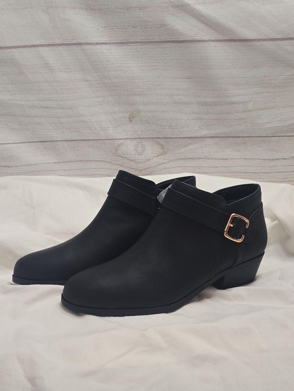 Athelefit Women's Black Ankle Booties with Buckle NWT